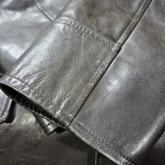 Polo by Ralph Lauren Black Leather Button Up Coat - Picture 13 of 16